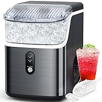 COWSAR Nugget Ice Makers Countertop, 34LBS/Day, Self-Cleaning Pebble Ice Maker Machine, Soft Chewable Pellet Ice, Stainless Steel Black Countertop Ice Maker for Home Kitchen Party