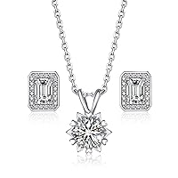 MomentWish Star Necklace and Emerald Cut Earrings