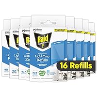 Essentials Flying Insect Light Trap Refills, 16 Light Trap Refill Cartridges, Featuring Light Powered Attraction