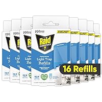 Raid Essentials Flying Insect Light Trap Refills, 16 Light Trap Refill Cartridges, Featuring Light Powered Attraction