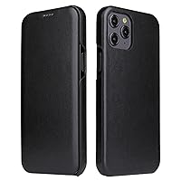 Case for iPhone 14/14 Pro/14 Pro Max/14 Plus, Supports Wireless Charging Premium Genuine Leather Case Cell Phone Case Anti-Fingerprint Impression Shock Cover,Black,14 Pro Max 6.7