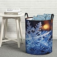 Laundry Basket Waterproof Laundry Hamper With Handles Dirty Clothes Organizer Crystal Snowflake Print Protable Foldable Storage Bin Bag For Living Room Bedroom Playroom
