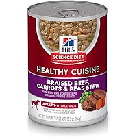 Hill's Science Diet Healthy Cuisine, Adult 1-6, Great Taste, Wet Dog Food, Braised Beef, Carrots & Peas Stew, 12.5 oz Can, Case of 12