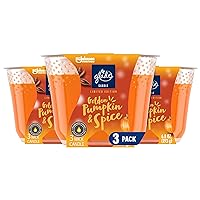Glade Candle Golden Pumpkin & Spice, Fragrance Candle Infused with Essential Oils, Air Freshener Candle, 3-Wick Candle, 6.8 Oz, 3 Count