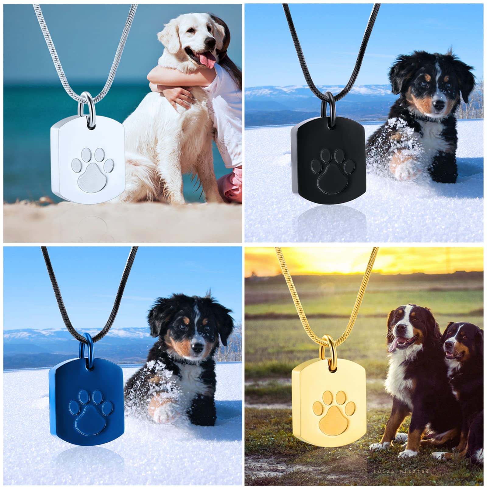 Minicremation Cremation Jewelry Urn Necklace for Ashes for Pet, Paw Print Memorial Ash Jewelry, Keepsake Pendant for Pet's Cat Dog's Ashes with Filling Kit