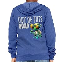 Out Of This World Back Print Kids' Full-Zip Hoodie - Alien Hooded Sweatshirt - Printed Kids' Hoodie