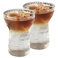 Coffee Cups 2PCS Iced Coffee Cup 400ml/13oz Glass Cups Clear Drinking Glasses Slim Waist Dessert Cups for Wine Milk Beer Cocktail Whiskey