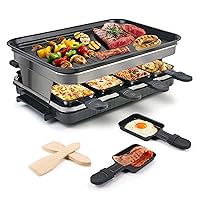 Raclette Table Grill,Indoor Raclette Cheese Grill,1500W Electric Grill with 8 Mini Cheese Raclette Pans and Non-stick Plate,Adjustable Temperature,Festivals,Parties,Gatherings,Thanksgiving Gift,Black