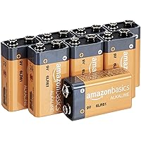 Amazon Basics 8 Units Pack 9 Volt Performance All-Purpose Alkaline Batteries, 5-Year Shelf Life, Easy to Open Value Package