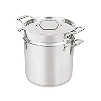 All-Clad Simply Strain Stainless Steel Stockpot, Multipot With Insert & Lid, 16 Quart Induction Oven Broiler Safe 600F, Strainer, Pasta Strainer with Handle, Steamer Pot, Pots and Pans, Silver