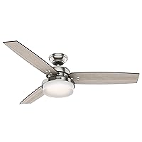 Hunter Fan Company, 59157, 52 inch Sentinel Brushed Nickel Ceiling Fan with LED Light Kit and Handheld Remote
