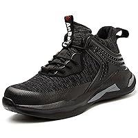 Fashion Steel Toe Shoes for Men Lightweight Indestructible Work Sneakers for Men Puncture Proof Comfortable Breathable Slip on Safety Shoes for Industrial,Coustruction