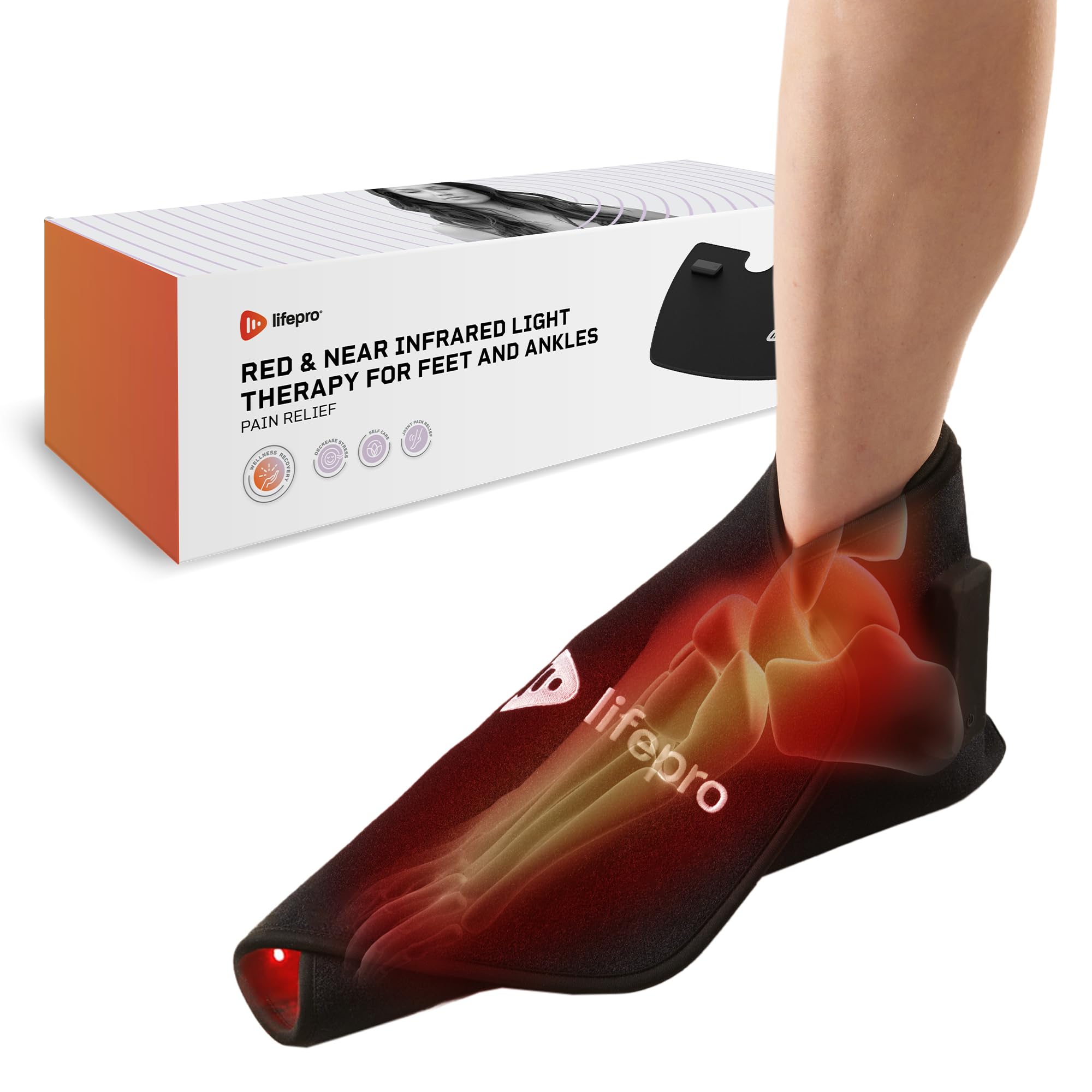 Lifepro Red Light Therapy for Feet & Ankle Brace-Foot Pain Relief Product for Heel Pain Relief, Accelerated Recovery, & Improved Circulation-Near Infrared Red Light Therapy Shoe for Feet, Ankle, Toes