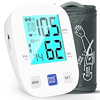 Blood Pressure Monitor, PANACARE Automatic Blood Pressure Machine for Upper Arm, Adjustable Digital BP Cuff Kit, Adjustable Cuff Large Arm Tri-Color Backlight Screen Audio Reading (White)