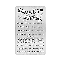 Happy 65th Birthday Card for Men Women, Small Engraved Wallet Card for 65 Year Old Birthday Gifts