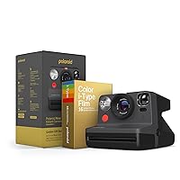 Polaroid Now 2nd Generation I-Type Instant Camera + Golden Moments Film Bundle - Now Black Camera + 16 Gold Color Photos (6288)