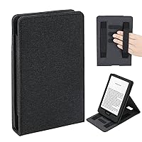 WALNEW Flip Case for 6.8” Kindle Paperwhite 11th Generation 2021 and Kindle Paperwhite Signature Edition - Two Hand Straps and Vertical Multi-Viewing Stand Cover with Auto Wake/Sleep, Black