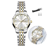 Business Watch for Women Stainless Steel Waterproof Quartz Dress Ladies Watch Day-Date Luxurious Diamond Small Face Womens Watches