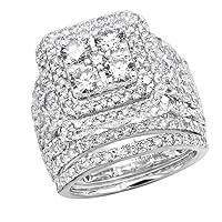 Ladies 14K Gold Diamond Massive 5 Carat Engagement Ring and Wedding Band Set