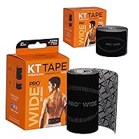 KT Tape Pro Wide, Precut Strip(10 Each), Black, 10 Inch (Pack of 10)