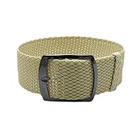 HNS 22mm Beige Perlon Braided Woven Watch Strap with PVD Buckle