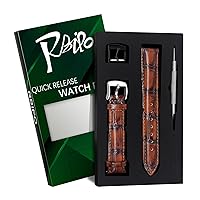 Genuine Leather Watch Band Alligator Grain Quick Release Replacement Watch Strap for Men and Women- 14mm, 16mm, 18mm, 20mm, 22mm