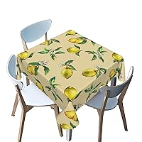Fruit Pattern Square Tablecloth,Lemon Theme,Breathable Tabletop Cover Waterproof Square Table Cloth,for Square Tables for Parties,Holiday Dining（Orange，40 x 40 Inch）