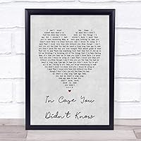 in Case You Didn't Know Grey Heart Song Lyric Quote Print