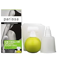 Parissa Organic Roll-On Sugar Wax Kit for At-Home Waxing, 100% Natural, Sensitive Skin, Gentle & Washable Formula