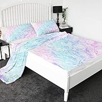 Sleepwish Boho Hippie Bed Sheets Trippy Fitted Sheets 4-Piece Kids Bed Sheet Pastel Pink Blue and Purple Twin Set for Girls Adults Woman - Includes 1 Flat Sheet,1 Fitted Sheet,2 Shams