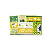 Babyganics Newborn Diapers, 32 Count, Absorbent, Breathable, Triple Dry Baby Diapers