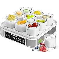 Yogurt Maker, Automatic Digital Yogurt Maker with Adjustable Temperature & Time Control, 9pcs Glass Jars 52 Oz Stainless Steel Yoghurt Maker for Home Organic Yogurt, Cheese Maker, Natto Maker