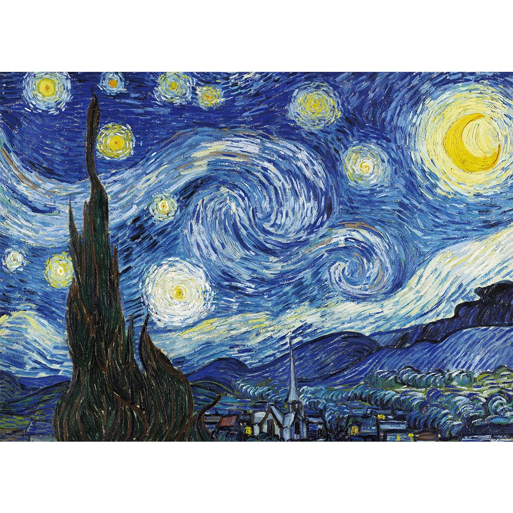 MaxRenard Game 1000 Pieces Jigsaw Puzzles Fine Art Collection Toy Van Gogh The Starry Night with Glue Sheets