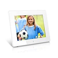 Aluratek 8 Inch WiFi Digital Photo Frame with Touchscreen IPS LCD Display and 8GB Built-in Memory,White