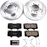 Power Stop K137 Front Z23 Carbon-Fiber Ceramic Brake Pads and Drilled Slotted Rotors Brake Kit For 2007-2014 Toyota FJ Cruiser | 2005-2022 Toyota Tacoma 6 Lug | 2003-2009 4Runner 12.56