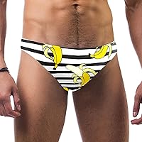 Men's Bananas Stripes Pattern Swimsuit Brief Bikini Swimwear Sexy Swimsuit Swimming Short Quick Dry Multicoloured