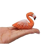 Hand Carved Pink Flamingo Wood Figurine Statue Home Decor Small Garden Lawn Yard Sculpture