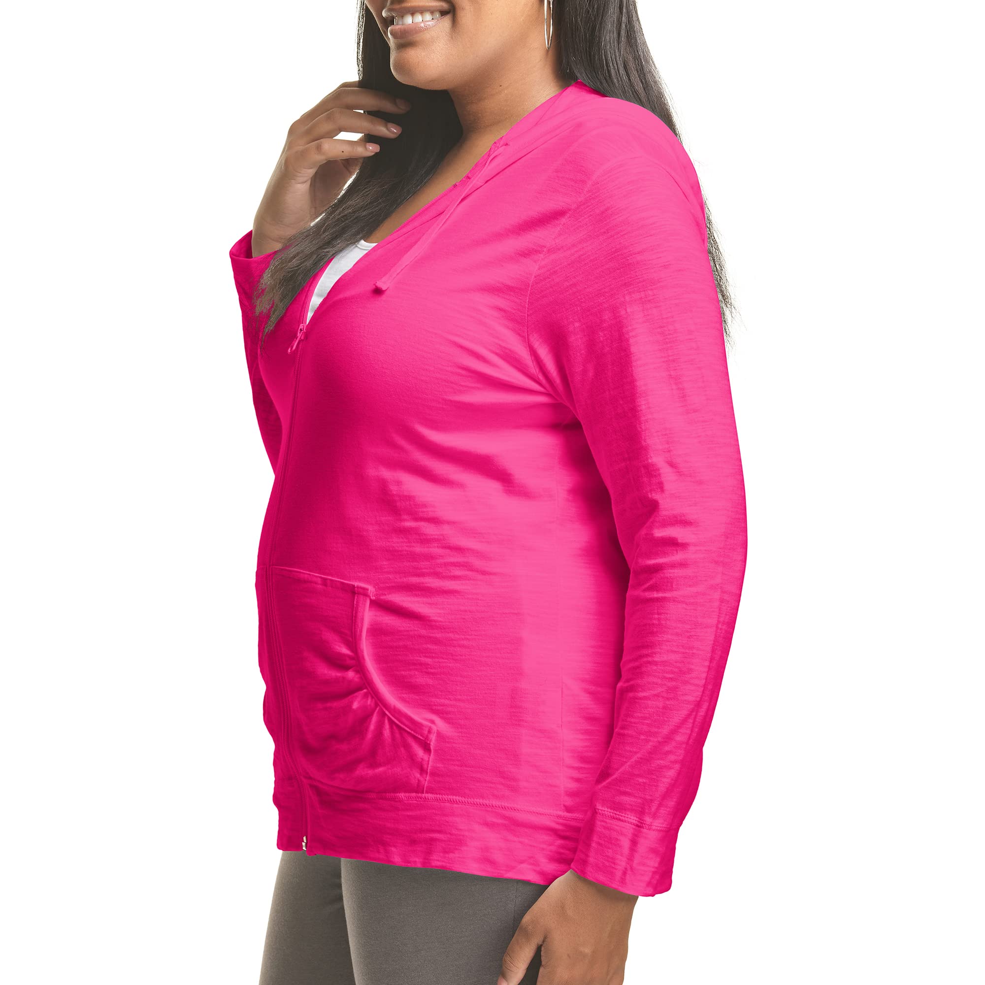 JUST MY SIZE Women's Plus Size Full, Lightweight Zip-up Hoodie