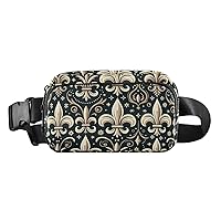 Cross Body Fanny Pack Black-gold-fleur-de-lis Fashion Waist Packs Unisex Belt Bag