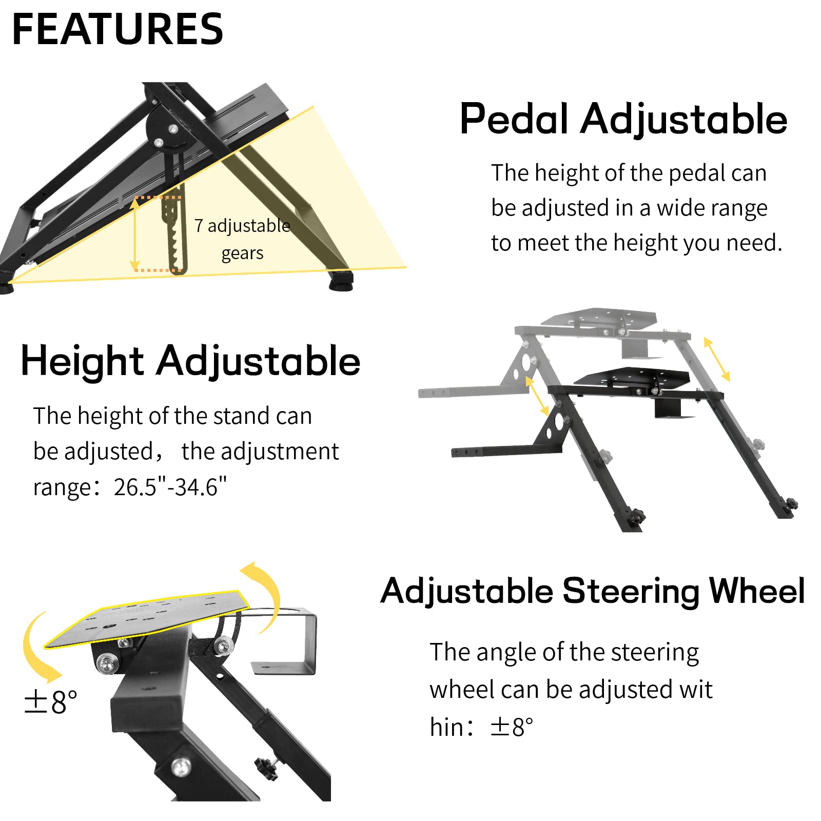 Marada Racing Wheel Stand X Frame Compatible for G29 G920 T300RS T150 New Upgrade Racing Simulator Steering Wheel Stand Foldable & Adjustable Wheel, Shifter,Pedals and Handbrake NOT Included