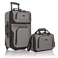 U.S. Traveler Rio Rugged Fabric Expandable Carry-on Luggage Set, Grey, 2 Wheel
