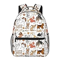 Cute Doodle Dog Large Backpack For Men Women Personalized Laptop Tablet Travel Daypacks Shoulder Bag