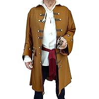 New Pirate Caribbean 3 Jack Sparrow Brown Wool Coat Turn Cuffs XS-4XL