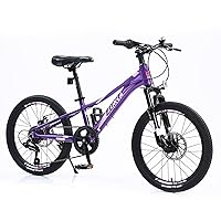 20 Inch Kids Mountain Bike for Girls Boys Age 5-12 Years, 7 Speeds, Suspension Fork, Double Disc Brakes, Aluminum Alloy Frame Kids' Bicycles