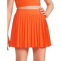 CRZ YOGA Girls Pleated Skirt with Shorts Tennis Athletic School Kids Teen Skorts with Pockets