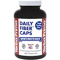 Yerba Prima Daily Fiber Caps - 180 Capsules - Soluble & Insoluble Dietary Fiber Supplement - Colon Cleanse - Gut Health - Vegan, Non-GMO, Gluten-Free