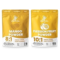 Jungle Powders Exotic Fruit Bundle: Freeze-Dried 5oz Mango Powder & 7oz Passion Fruit Powder - Perfect for Baking, Smoothies, and Flavoring - Additive-Free Superfood Extracts