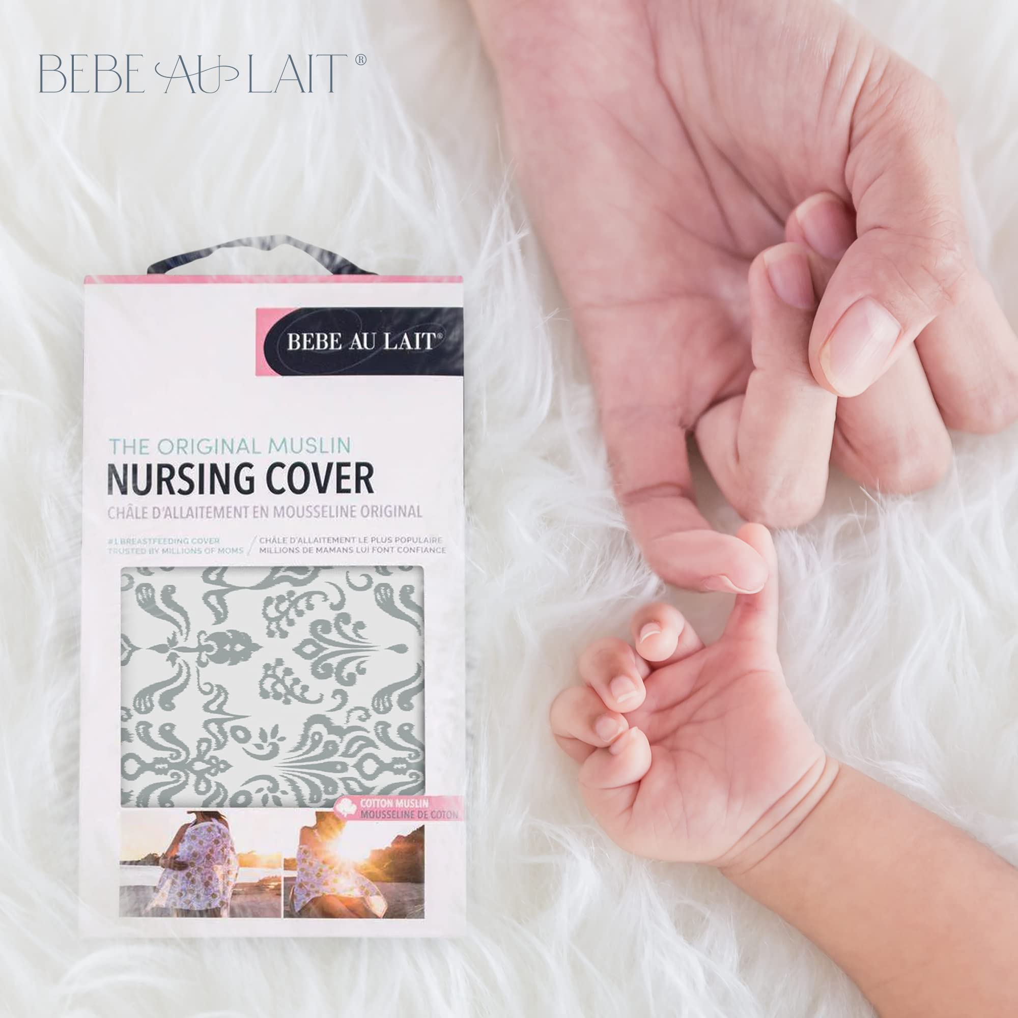 Bebe au Lait Nursing Cover, Apron, Shawl, Privacy Covers for Breast Feeding & Pumping, Breastfeeding Cover for Mom, Soft, & Breathable Muslin Cotton, Full Coverage, One Size Fits All - Atherton