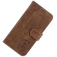 XYX Wallet Case for Motorola Edge 30, Cute Little Tiger Pattern Folio Cover Stand Credit Card Slots Magnetic Shockproof Case for Moto Edge 30, Brown