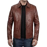 Decrum Mens Leather Jacket - Real Lambskin Classic Vintage Style Leather Jackets For Men